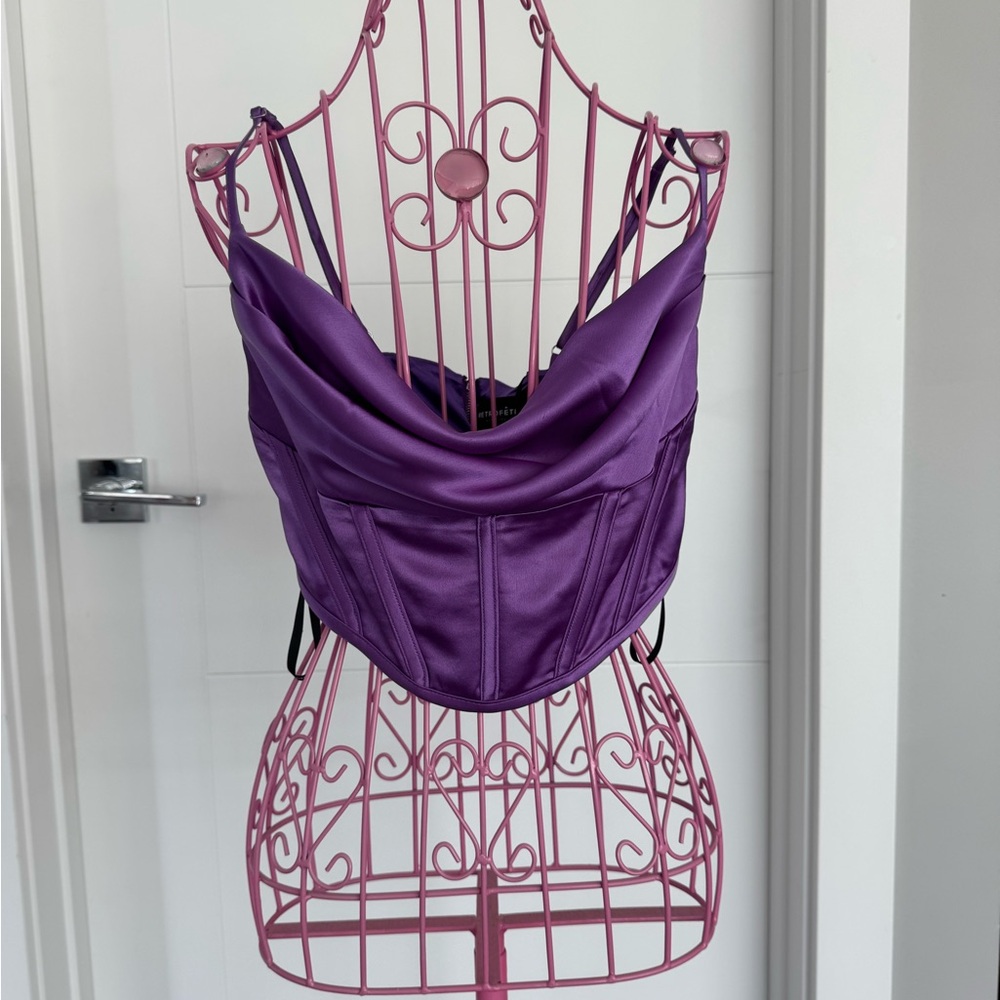 Retrofete Vibrant Purple Satin Top
